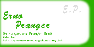 erno pranger business card